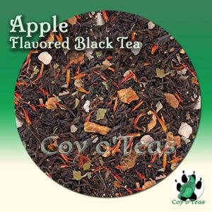 coyoteas store Apple tea flavored black premium gourmet tea. Image©2023 A.M. Coy. Apples, fruity tea, fruit