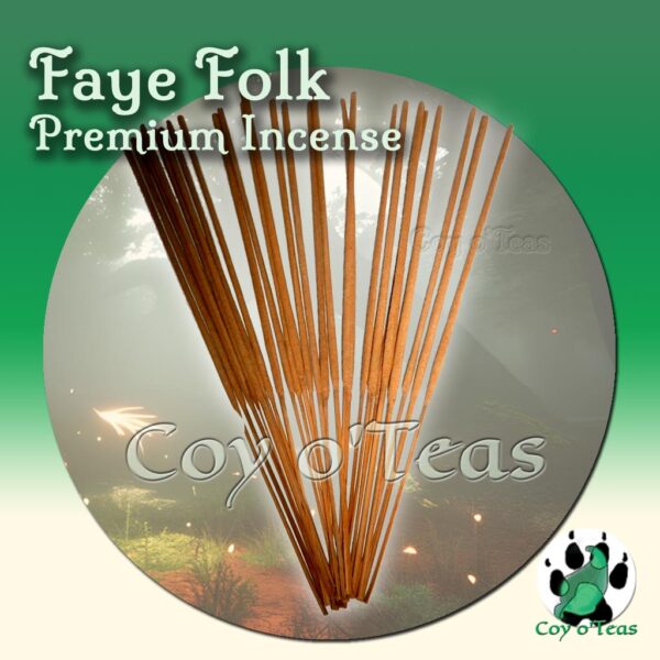 Coyoteas store premium incense Faye Folk - Copyright(c) 2023 A.M. Coy - All Rights Reserved. incense sticks, incense cones. magick, faye fairy fairies