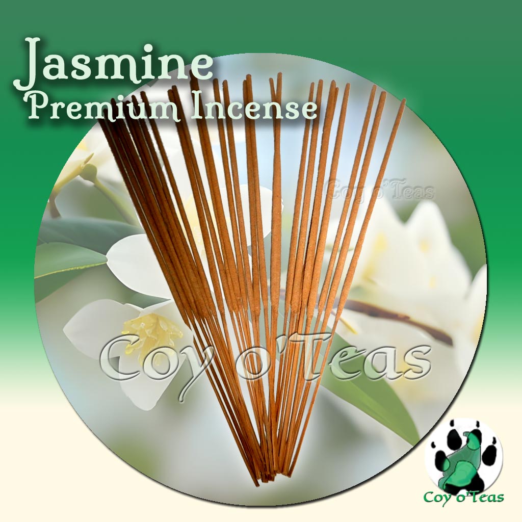 Coyoteas store premium incense Jasmine - Copyright(c) 2023 A.M. Coy - All Rights Reserved. incense sticks, incense cones. floral flowers
