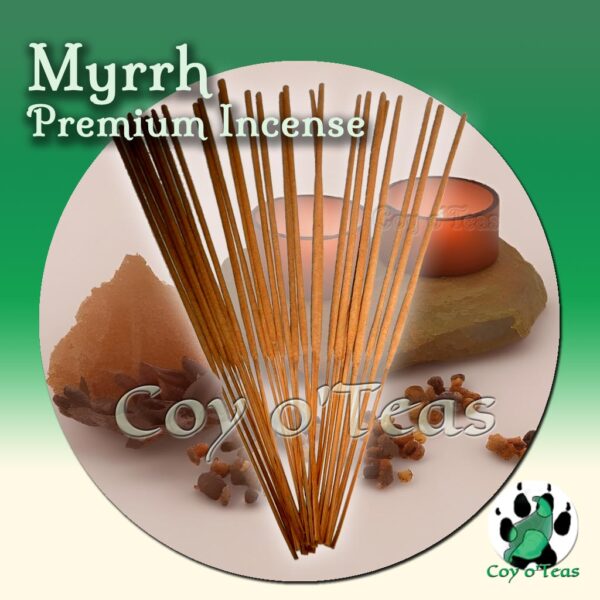 Coyoteas store premium incense Myrrh - Copyright(c) 2023 A.M. Coy - All Rights Reserved. incense sticks, incense cones. resin blessing
