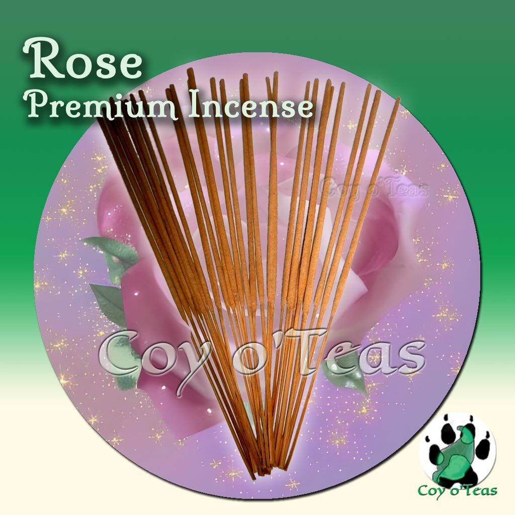 Coyoteas store premium incense Rose - Copyright(c) 2023 A.M. Coy - All Rights Reserved. incense sticks, incense cones. rose, floral,flower